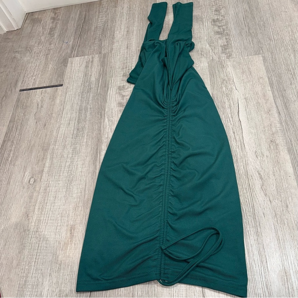 Justify Teal Long-Sleeve Ruched Mini Dress size M - Picture 10 of 11